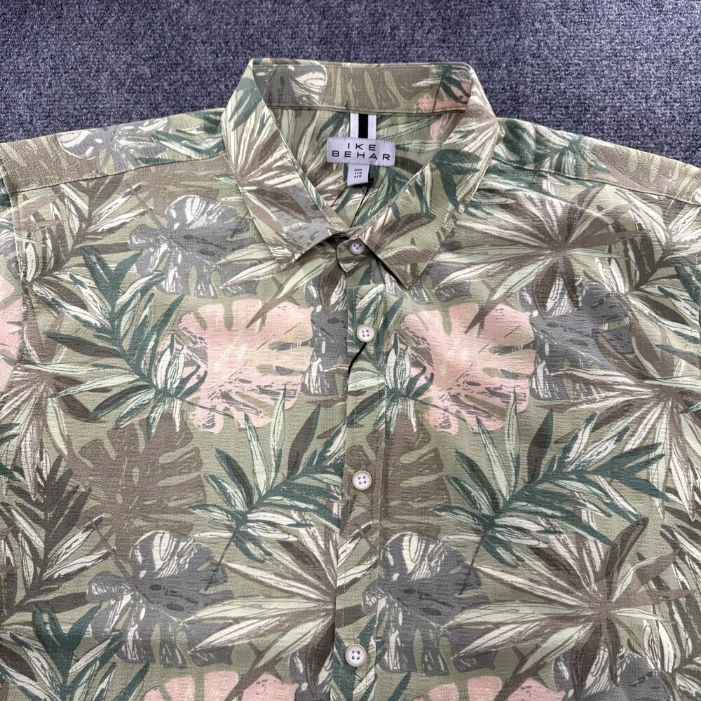 Ike Behar Shirt Mens XXL Tropical Floral Palm Hawaiian Resort Green NWOT